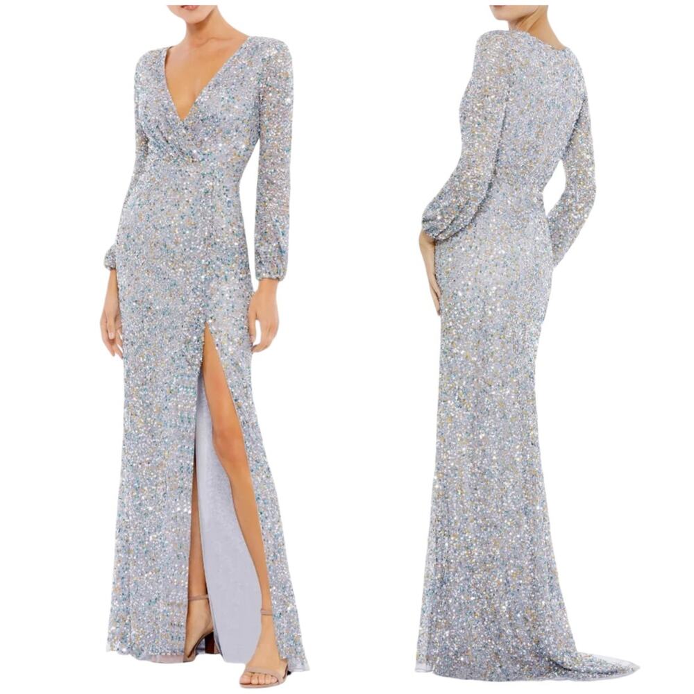 Mac Duggal Multi-Colored Sequin Long Sleeve Gown Size 6 *Missing Sequins*